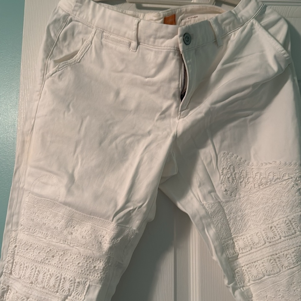 Anthropology - pilcro  Women's white embellished boho chino